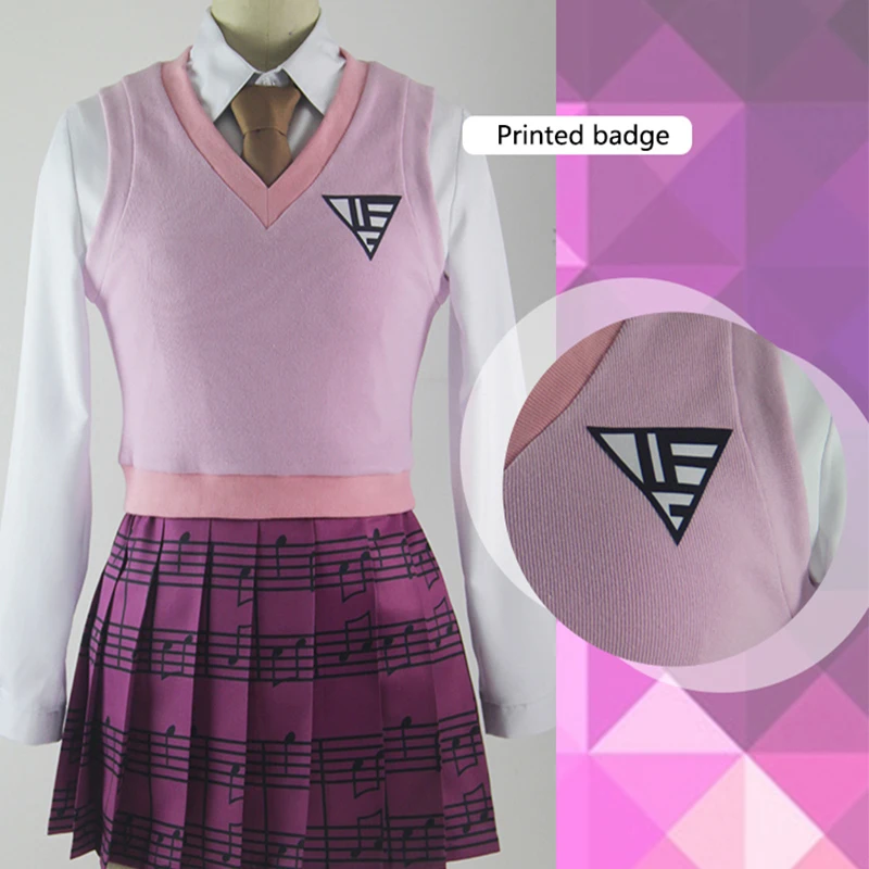 Аниме Danganronpa V3 Akamatsu kaede костюм для косплея Униформа юбки Девушки Женщины Хэллоуин
