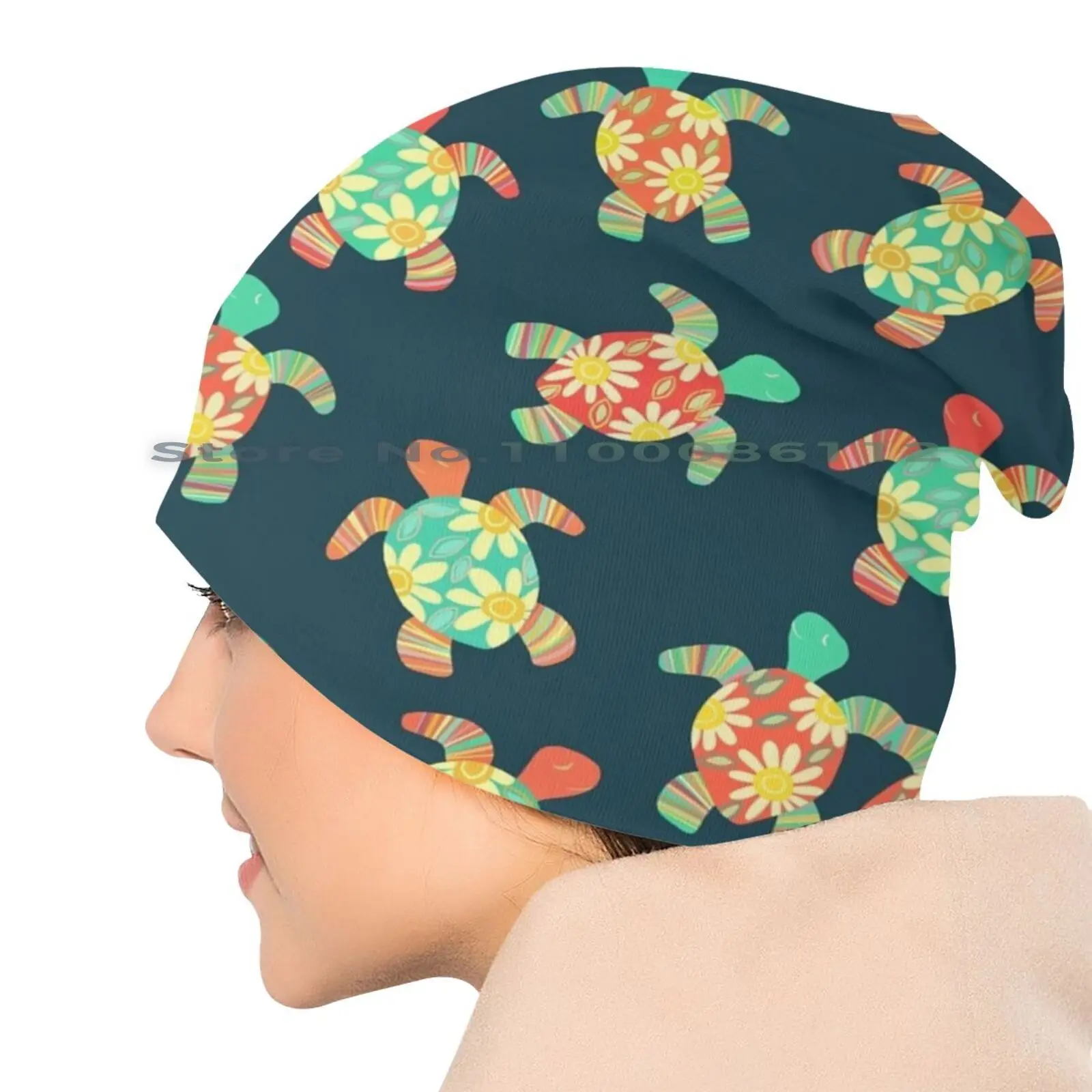Милая Детская хиппи-шапка с цветами черепахи на темноте Солнцезащитная шапка