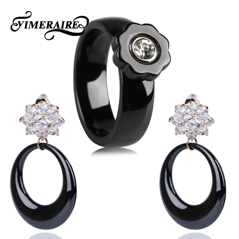 Большие серьги TUHE с блестящими кристаллами и керамическими кольцами 6 мм для