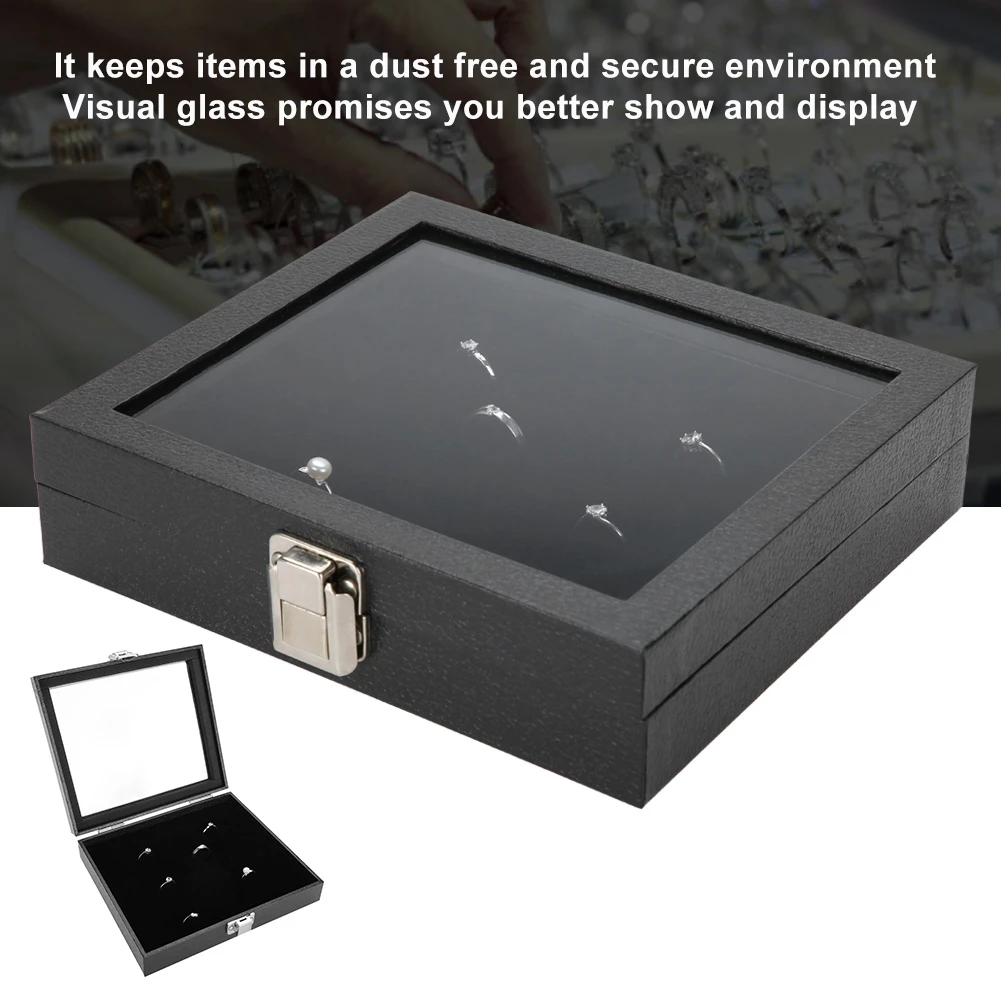 

MDF Jewelry Organizer Ring Display Tray Box Earrings Holder Case Storage For 36 Rings Ring Organizer Jewelry Boxes