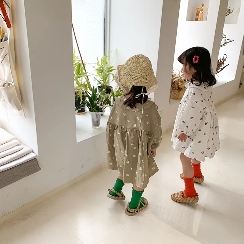Kids Long Sleeved Dress Children's Clothing 2020 Spring New Korean Girls' Floral Children Flower Lantern Sleeve | Детская одежда