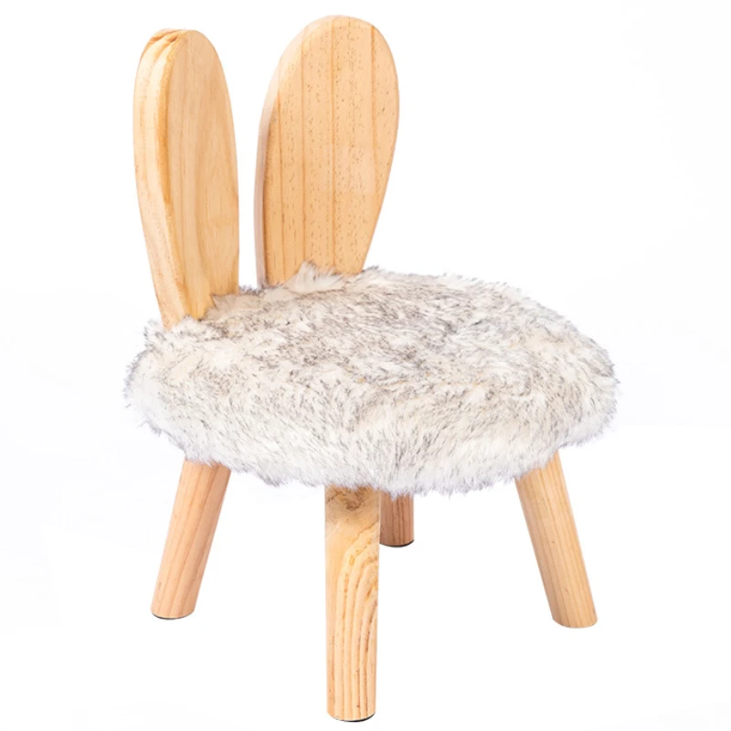 

Baby Round Stool Wooden Sheep Rabbit Animal Plush Cushion Bedroom Dining Furniture Shoe Rack Footstool Soft Pouf Makeup Chair