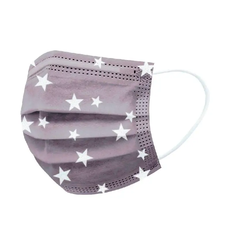 

10pcs/50pcs100pcs/500pcs Disposable Mask 3-layer Dustproof Breathable Hanging Ear Type Star Printing Children Mask