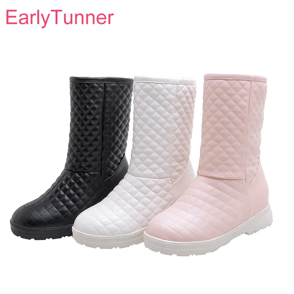 

Женские зимние ботинки на платформе, черные, розовые ботинки на массивном каблуке, для верховой езды, большие размеры 12, 33, 43, 46, 50, EH133