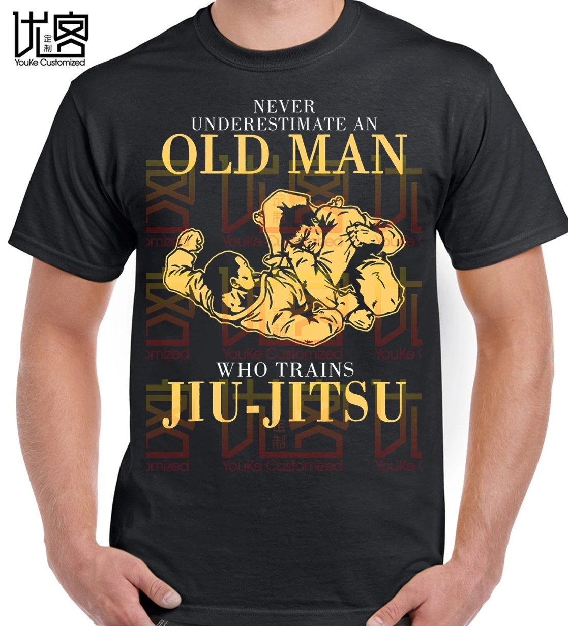 

Brand Mens Never Underestimate An Old Man Who Trains Jiu Jitsu T Shirt 2020 Summer Men's Short Sleeve T-Shirt