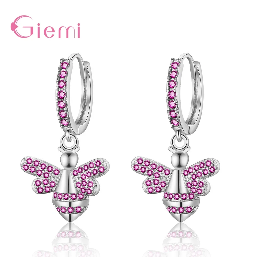 Женские серьги-капельки в виде пчелы из стерлингового серебра 925 пробы с