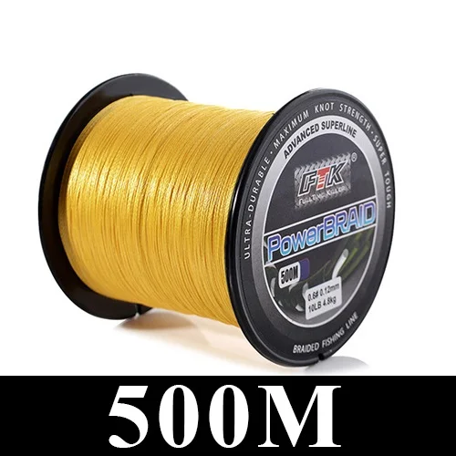 Yellow 500m FTK 300 м/500 м плетеная леска из полиэтилена 0,10 мм-0,40 мм 0,4-6,0# код 4 нити 8-60LB PE многофиламентная леска - Цвет: Yellow 500m