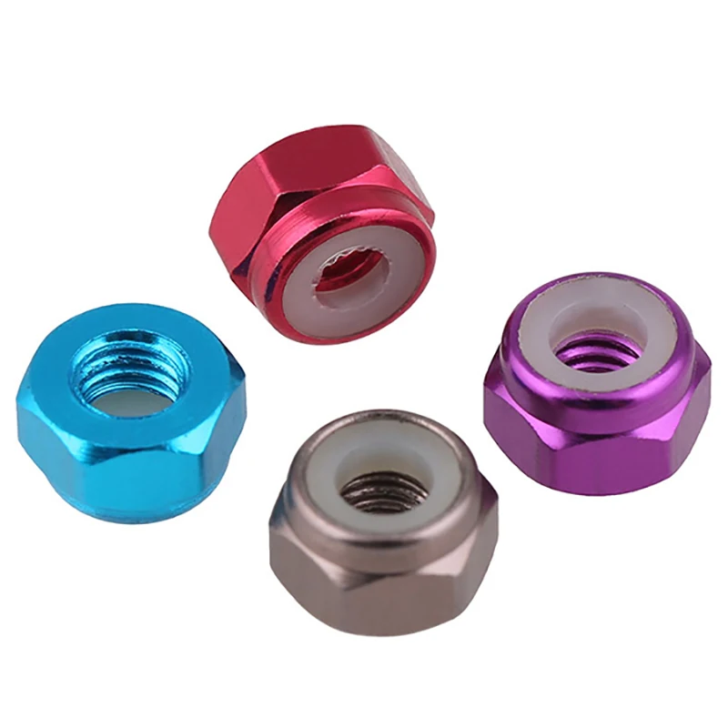 5pcs Grade 4.8 Aluminum Alloy Hex Lock Nut M2 M3 M4 M5 Nylon Ring Color Screw Cap Thread Pitch 0.4~0.8mm Insert Locking Nuts |