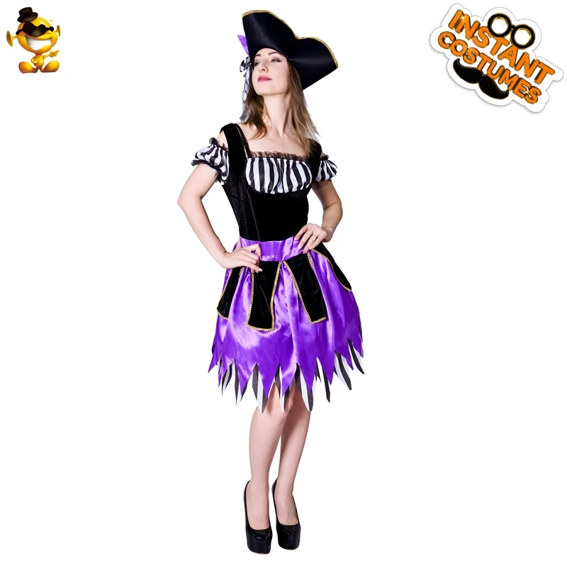 Женское фиолетовое платье пиратской тематики на Хэллоуин |