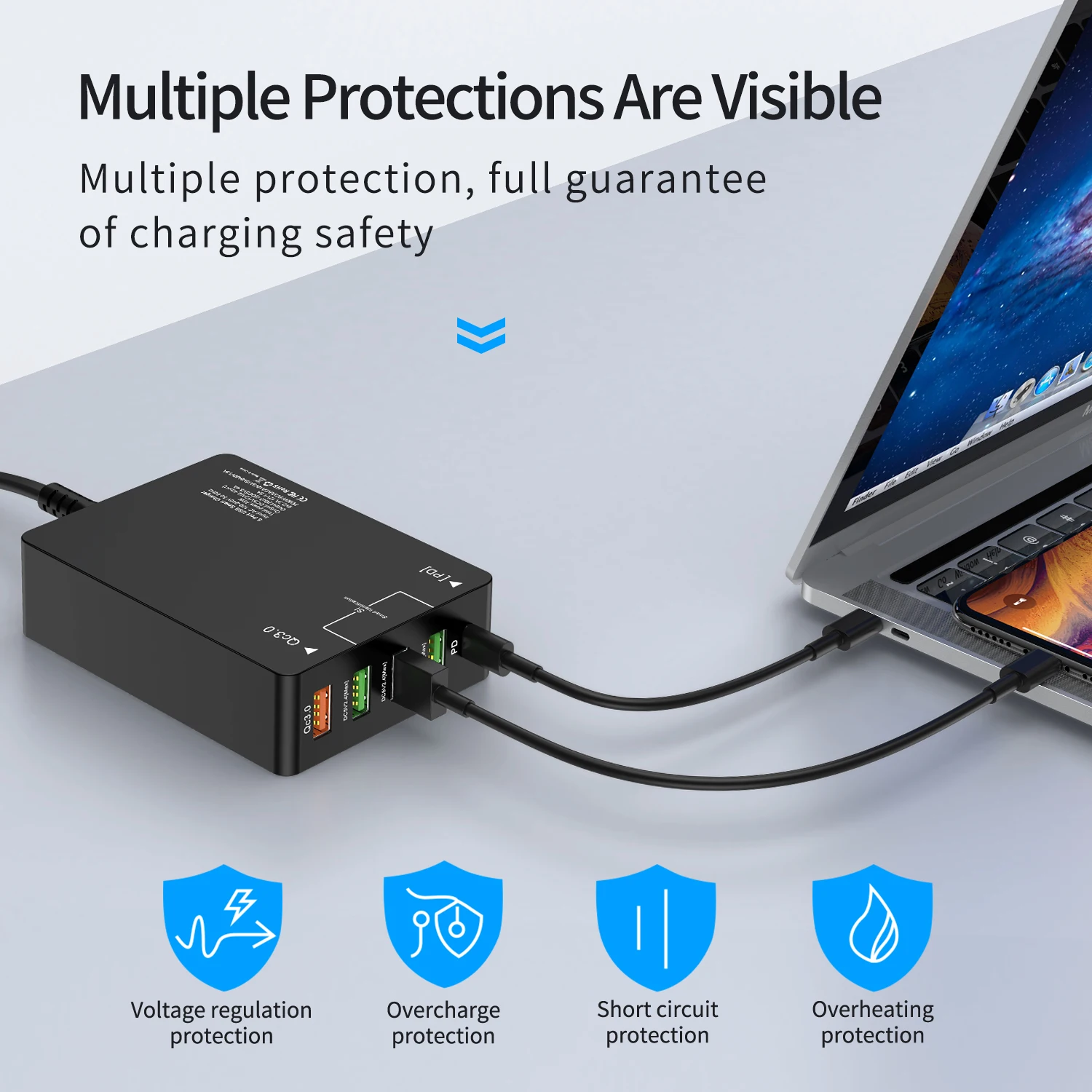5 портов Qc3.0 + pd док-станция для быстрой зарядки зарядное устройство Подставка