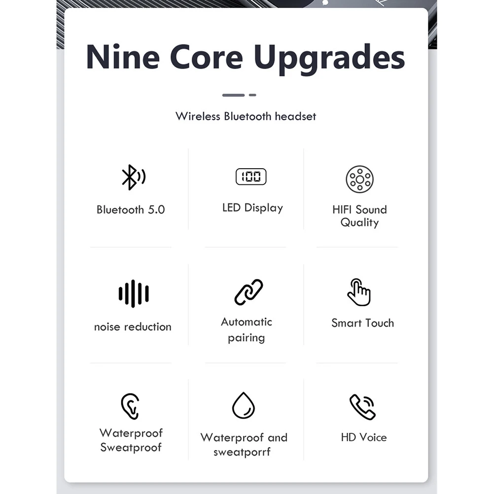 

Wireless Bluetooth 5.0 Headsets Headphones With Charging Case with Power Display Touch Control Earbuds