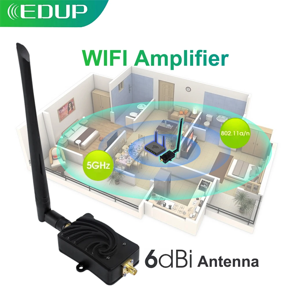 

Усилитель сигнала EDUP беспроводной Wi-Fi 802.11a/n 6dBi, усилитель сигнала большого радиуса действия, мощность 5 Вт, для дома