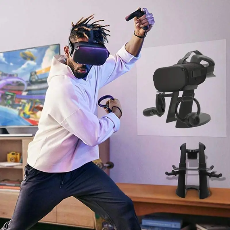 

For Oculus Quest 2 Vr Stand Headset Display Holder And Station For Oculus Rift S For Oculus Quest Headset Press Controllers