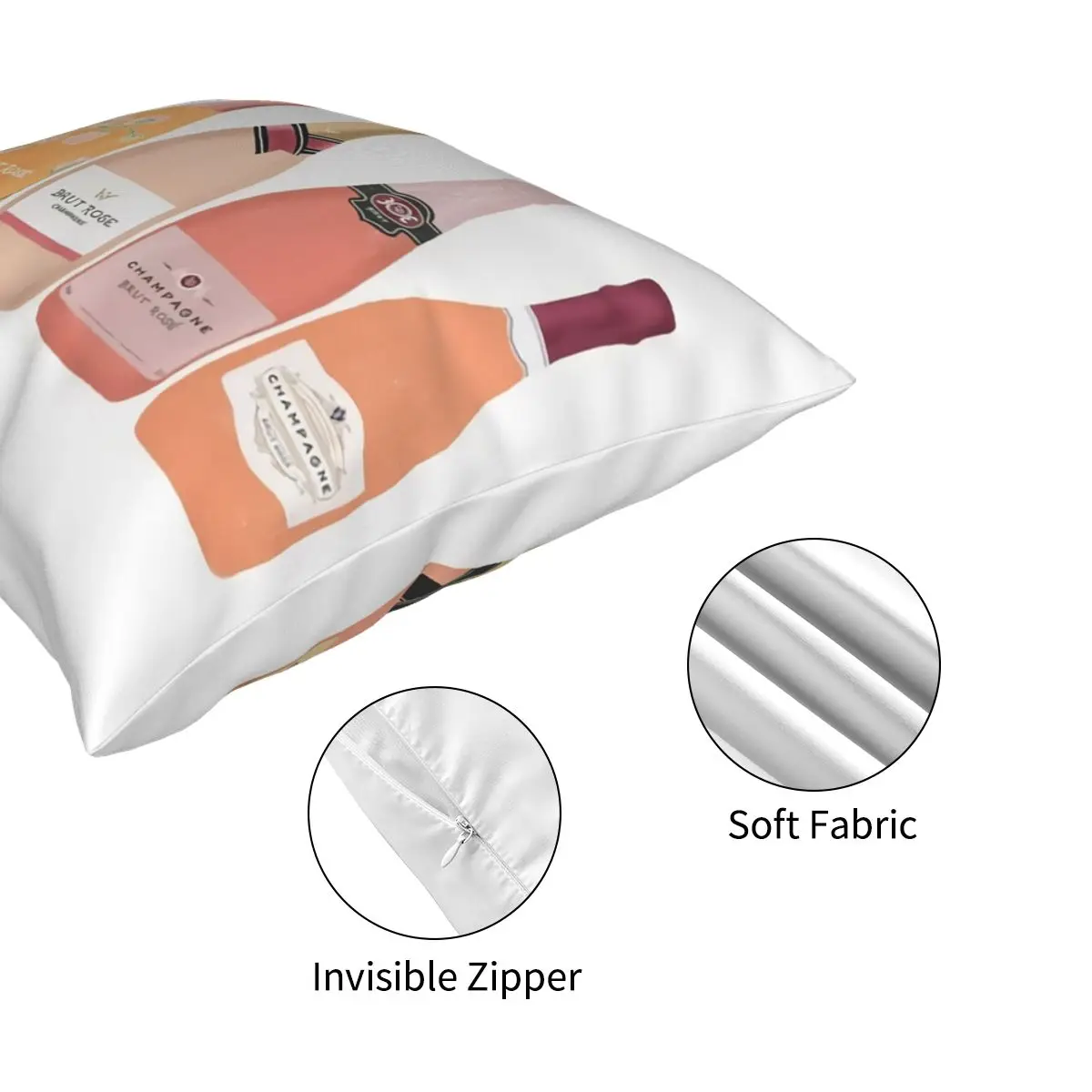 

Five Pink Bottle Square Pillowcase Polyester Pattern Zipper Decor Throw Pillow Case Home Cushion Case