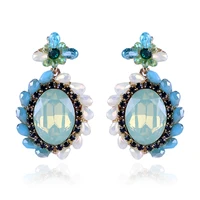 trendy crystal stud earrings for women and girls handmade beaded statement dangle drop earrings party jewelry bijoux