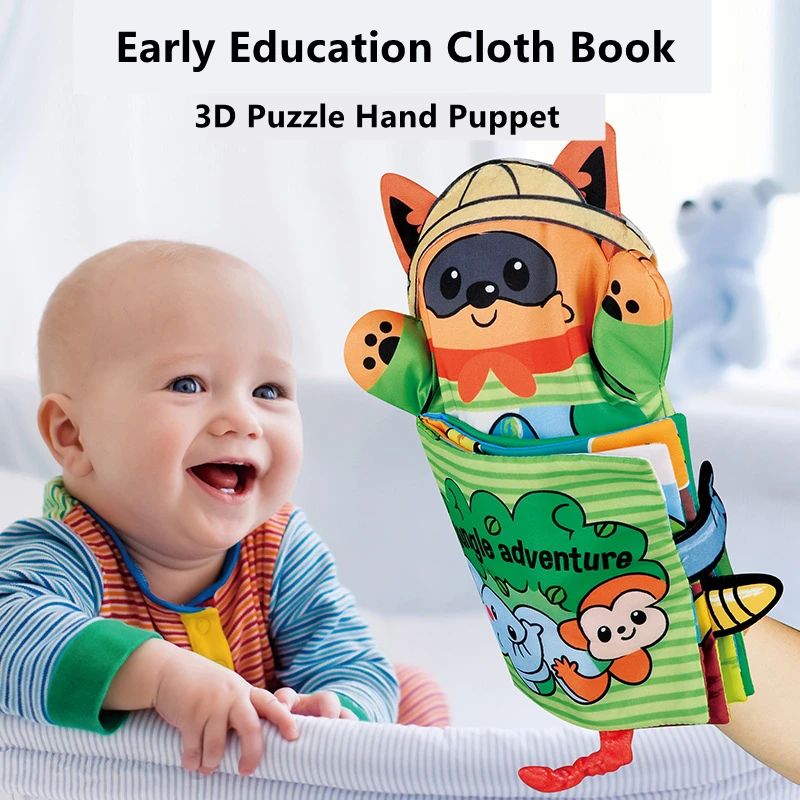 

Детские Тканевые книги, лиса, ручная кукла, обучающая развивающая тканевая книга для новорожденного ребенка, раннее обучение, книга-головоломка для чтения