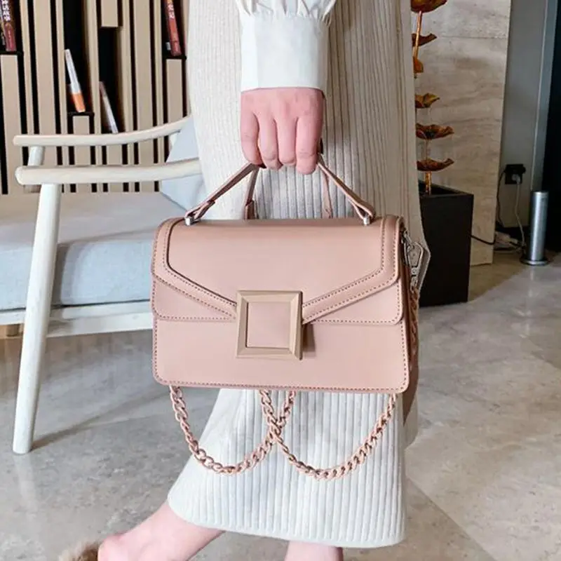 

Fashion Solid Chain PU Leather Handbags Women Crossbody Bags 2020 New Ladies Designer Shoulder Messenger Bags Female Purses