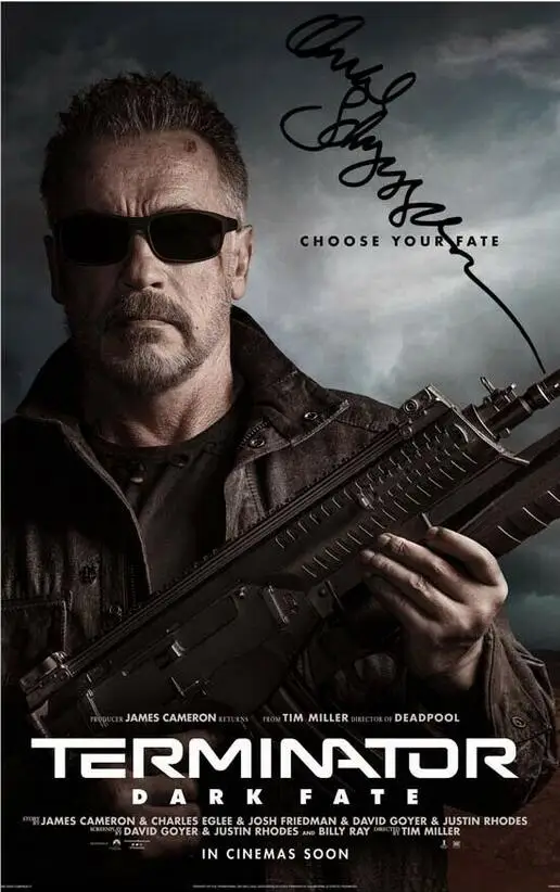 Фотография Арнольда Шварценеггера с подписанием Шелковый плакат художественной