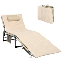 costway 4 fold oversize padded folding chaise lounge chair reclining chair beige np10050sa