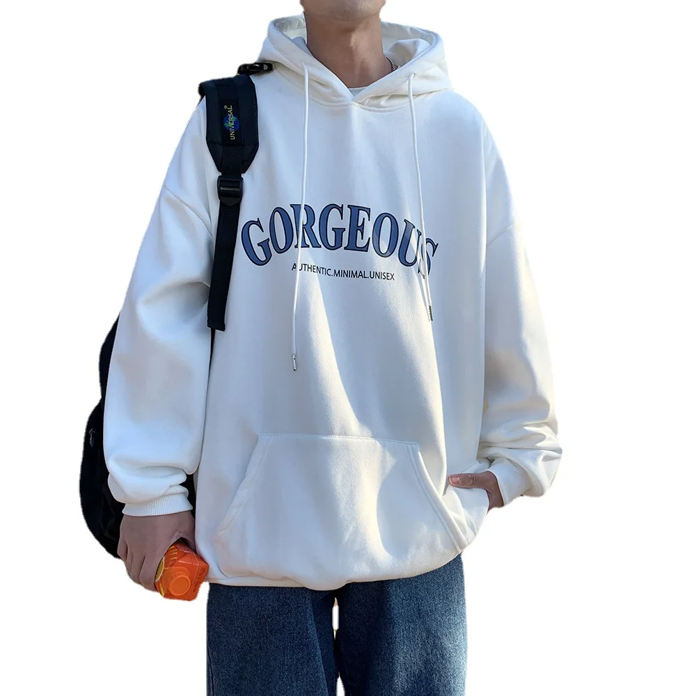 

Spring and autumn hooded sweater men's ins pure color Korean version of the trend of wild loose tide brand casual shirt