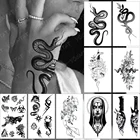 наклейки переводные татуировки тату временные Черная змея водонепроницаемые временные татуировки наклейки бабочка скорпион волк праджна татуировки для старой школы женский боди арт искусственные татуировки для мужчин