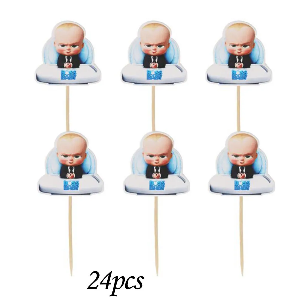 24pcs Мультфильм Baby Boss Тема 10 шт./лот тарелка чашка одноразовая посуда boss вечерние украшения принадлежности для детского душа - Цвет: 24pcs