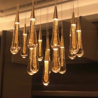 nordic luxury crystal pendant lightings villa water drop glass modern designer restaurant bedside decoration hanging lamps