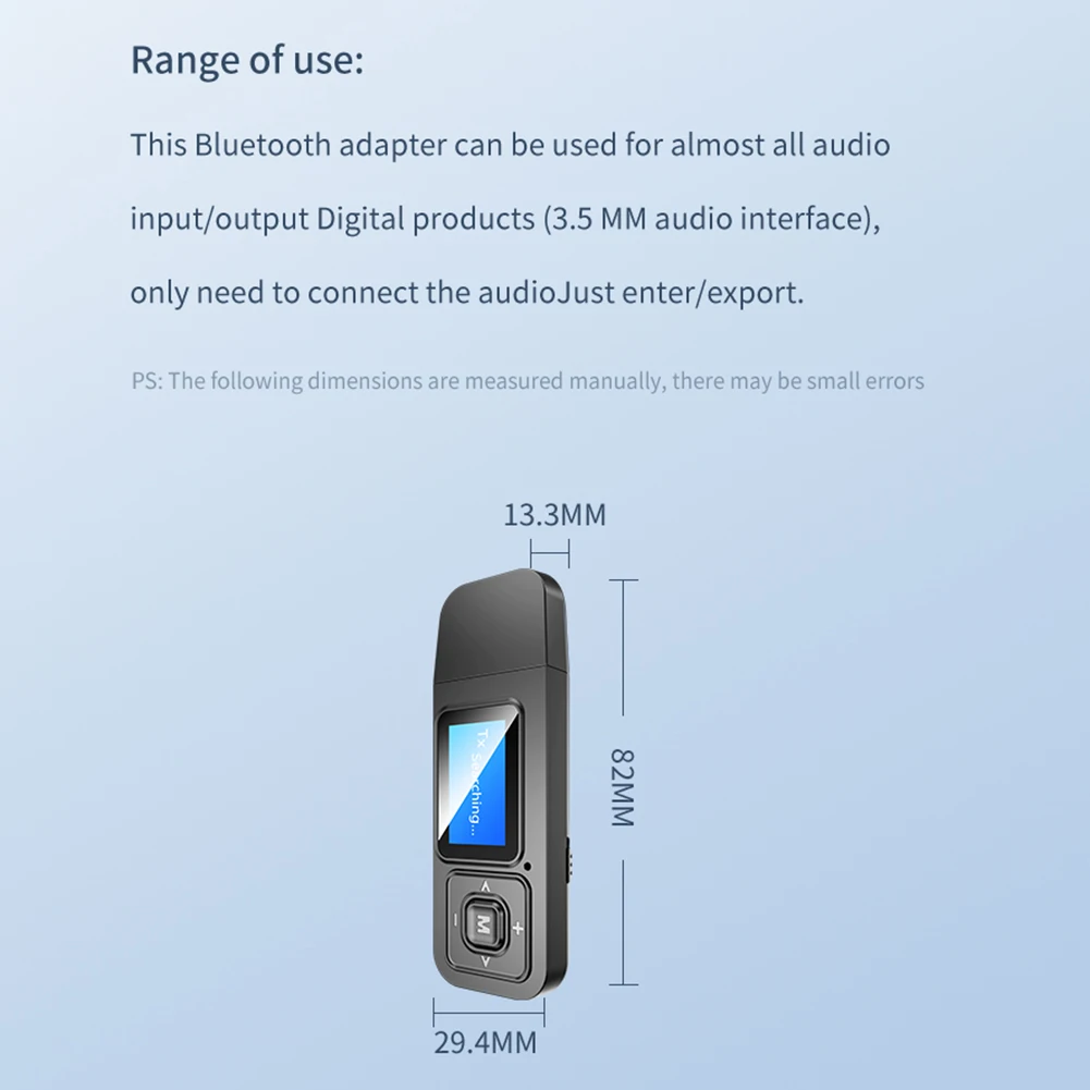 

BT12 2 in 1 LCD Display Audio Transmitter Receiver Bluetooth 5.0 Dongle Adapter for Computer PC Laptop Desktops Music Playing