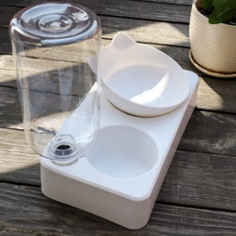 

Pet Bowl Automatic Feeder Food Bowl with Water Dispenser Double Bowl Drinking Raised Stand Dish Bowls with Pet Supplies