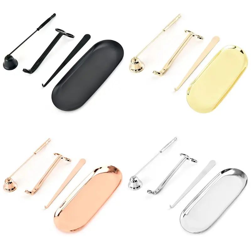 

4 Pcs Candle Accessory Set Snuffer Wick Trimmer Dipper Tray Plate Scissor Cutter