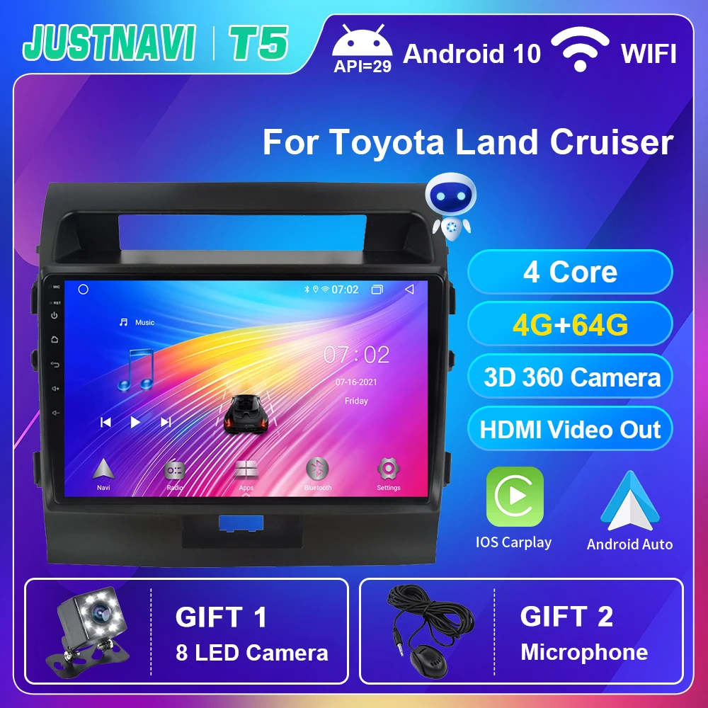 Автомобильный радиоприемник 4 Гб 64 ГБ Android 10 0 для Toyota Land Cruiser 2007-2015 GPS-навигация