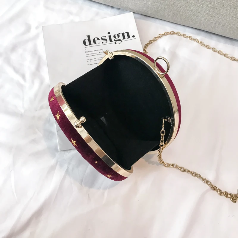 Женская сумка-мессенджер Starry sky круглая Замшевая сумка через плечо с цепочкой |