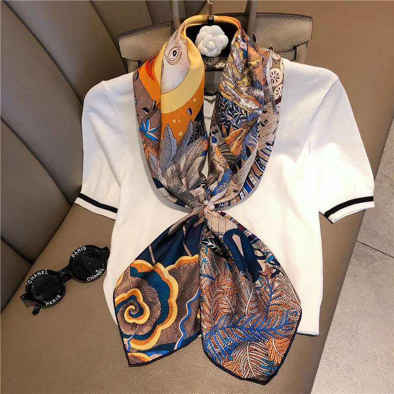 Модный платок 100% саржевый шелковый шарф для женщин квадратные шали шейные шарфы женские 90*90 см роскошная женская ручная работа от AliExpress RU&CIS NEW