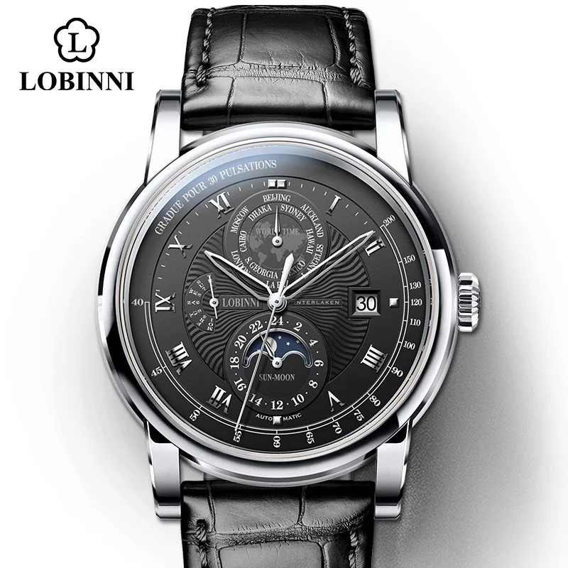 Многофункциональные часы LOBINNI для мужчин спортивные автоматические мужские