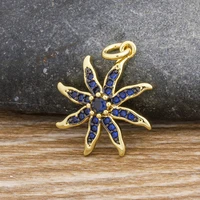 fashion blue flower design crystal cz necklace earrings pendant gold color charm for women diy handmade jewelry accessories