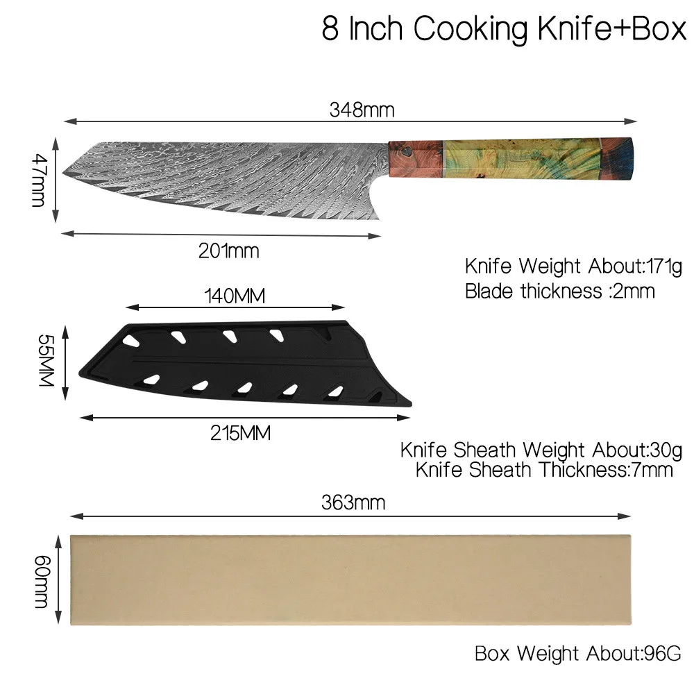 VG10 Дамасская сталь набор кухонных ножей шеф-повара Кливер кухонные ножи