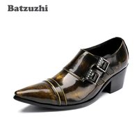 batzuzhi 6 5cm high heels men dress shoes italian style bronze genuine leather men dress shoes pointed toe formal zapatos hombre