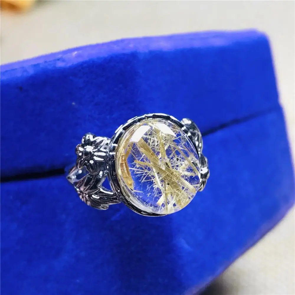 

13x12 мм Топ натуральный Золотой рутилированный кварц кольцо ювелирные изделия для женщин леди мужчина прозрачные овальные бусины серебро ре...