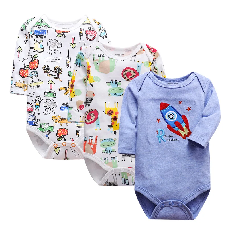 3 шт./упак. боди для малышей весенняя одежда мальчиков и девочек с длинным рукавом