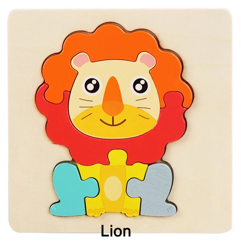 

3D Wooden Puzzles Cartoon Animals Kids Cognitive Jigsaw Puzzle Wooden Toys for Children Baby Puzzle Toy Games Christmas Gift