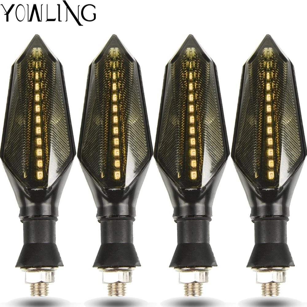 

Turn Signals Motorcycle Flowing Water Flashing Led Arrow Blinker Indicator Bendable Signal lights Yellow Tail Brake Light 12 LED