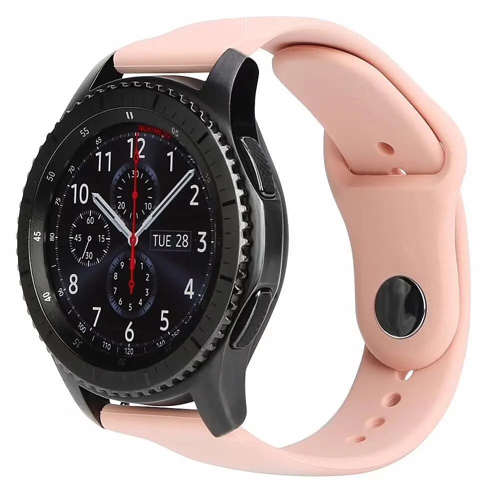 22 мм ремень для samsung Galaxy часы 46 мм Шестерни 2 S3 live Neo Ticwatch 1 спортивный ремешок силиконовый xiaomi huami amazfit 2 1 группа - Цвет ремешка: pink