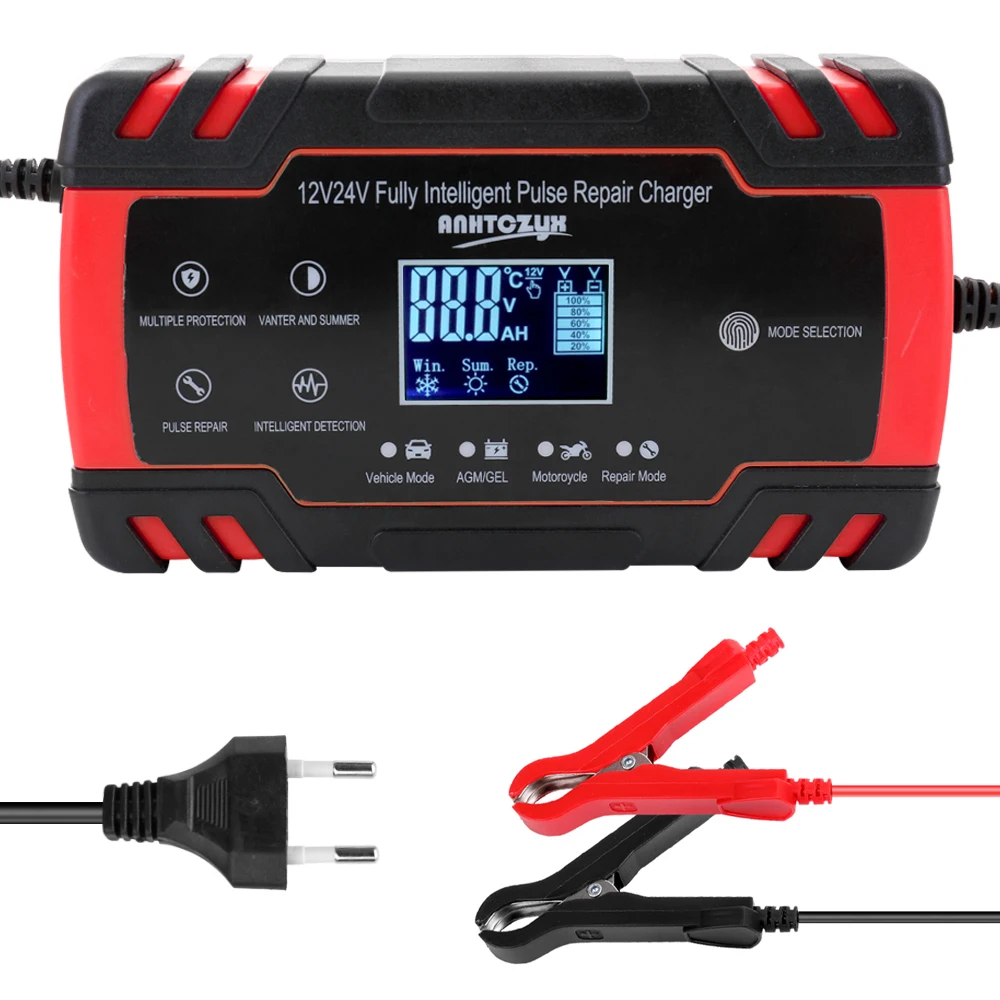 

Новинка, автоматическое интеллектуальное зарядное устройство для мотоциклов и автомобилей, 12/24 в, 8 А, зарядное устройство для ремонта аккум...
