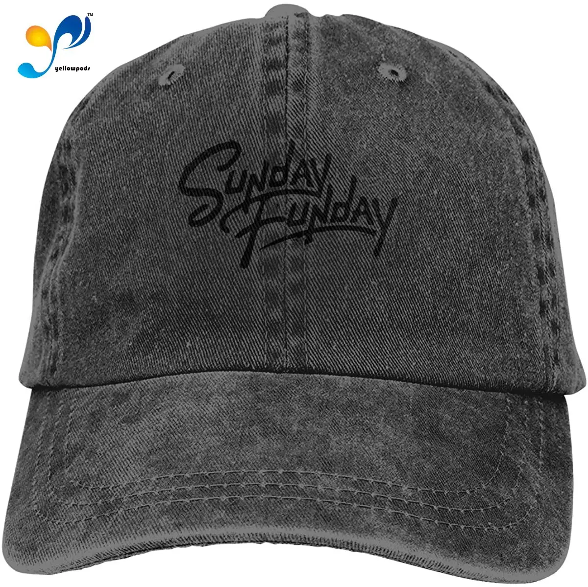 

Sunday Funday Unisex Cowboy Hats Sport Denim Hat Fashion Baseball Cap Black