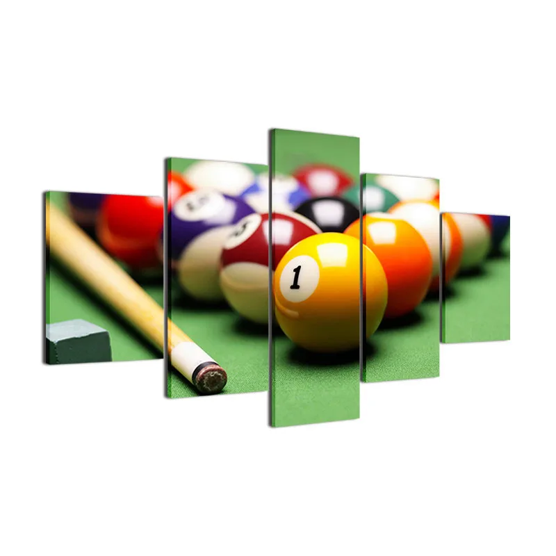 

5 Panels Canvas Painting Competitive Ball Sports Poster Billiards Snooker Home Decoration Printing Modern Wall Art Decoration
