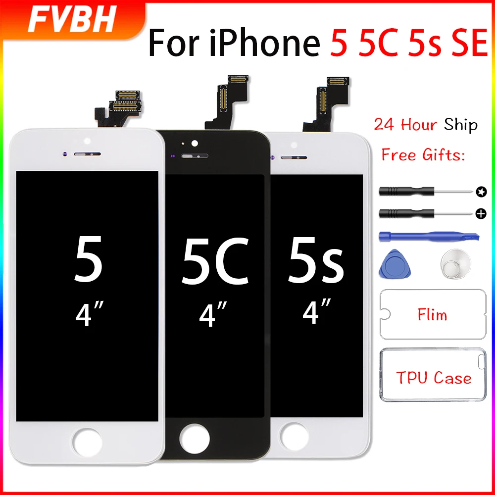 Класс AAA + LCD Pantalla для iPhone 5 5C 5S 3D сенсорный дигитайзер сборка экрана Ecran черный ЖК