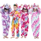 Пижама-кигуруми, с единорогом, для девочек, цельный комбинезон с капюшоном, Забавный костюм для косплея