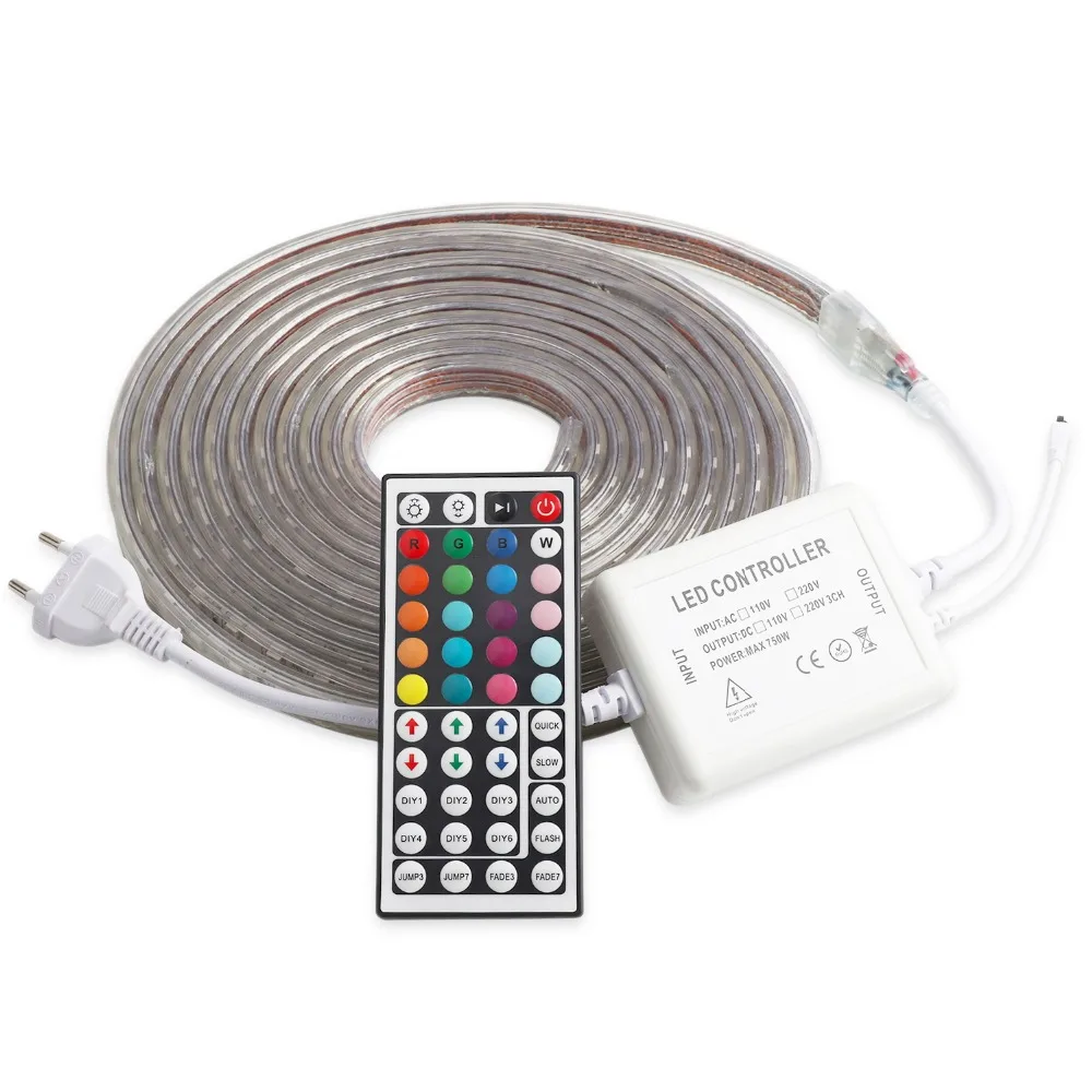 Светодиодная лента 5050 RGB 220 В IP67 водонепроницаемая гибкая SMD Диодная лампа