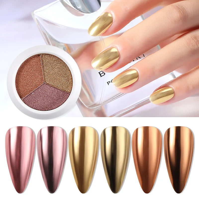 Смешанный Блестящий Порошок для металлического эффекта 3 цвета твердый пигмент