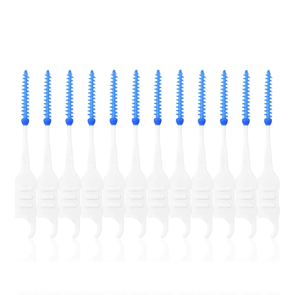 

200pcs Floss Interdental Brush Teeth Stick Toothpick Silicone Double-ended Tooth Picks